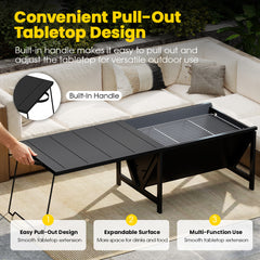 VAJIAZA 53.5 in. Expandable Fire Pit for Outside, 3-in-1 Wood Burning Fire Pit, Steel Fire Pit Tables with BBQ Net, Poker, Grill Brush