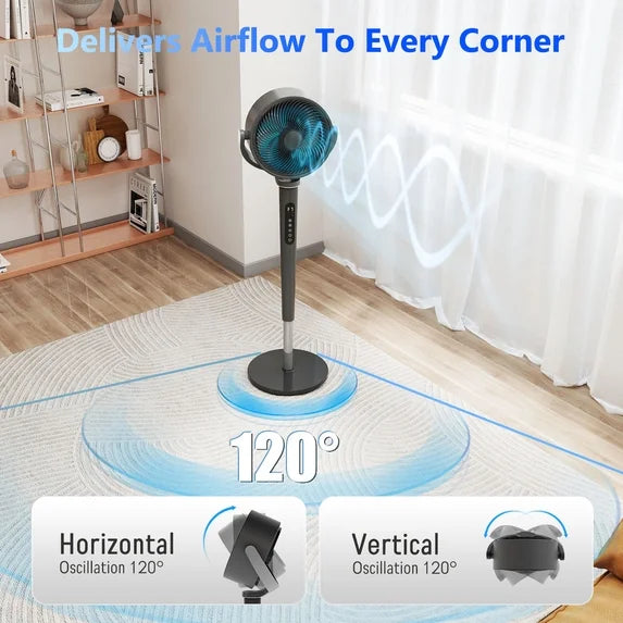 32-Speed Pedestal Fan,60° Oscillating Floor Fan with Remote Control, 12H Timer, LED Light, Powerful Quiet Cooling for Home and Office
