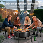 52" Fire Pits for Outside, Foldable Fire Pits with 26" Fire Stove and Table, Cold-Rolled Steel Fire Pit Tables with BBQ Net, Poker, Grill Brush and Protective Cover