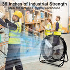 36" Industrial Fans for 18000 CFM, High Velocity Fan with 3 Speeds, Heavy Duty Blower Fan Equipped 360° Tilt Air Circulator Used in Warehouse, Garage, Yard