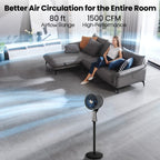32-Speed Pedestal Fan,60° Oscillating Floor Fan with Remote Control, 12H Timer, LED Light, Powerful Quiet Cooling for Home and Office