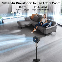32-Speed Pedestal Fan,60° Oscillating Floor Fan with Remote Control, 12H Timer, LED Light, Powerful Quiet Cooling for Home and Office