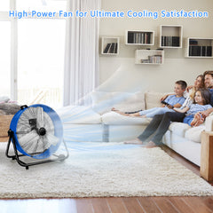 24"Industrial Fan High Velocity,Heavy Duty Drum Fan up to 8100CFM,3-Speed & 360°Adjustable,Ideal for Home, Garage, Indoor/Outdoor Use, Blue