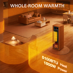 VAJIAZA 25"Electric Fireplace Heater wtih 5100BTU, 1500W Portable Indoor Fireplace with 3D Realistic Flame, AC 120V 60Hz Electric Space Heater, Remote Control, 12H Timer