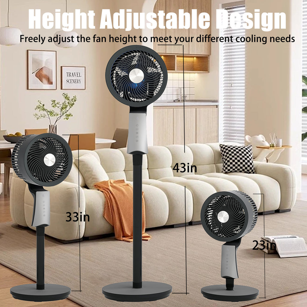 Pedestal Fan with 32 Speeds & 3 Modes, Floor Fan Equipped Led Light,60°Oscillating, Free Standing, 12H Timer, Remote Control