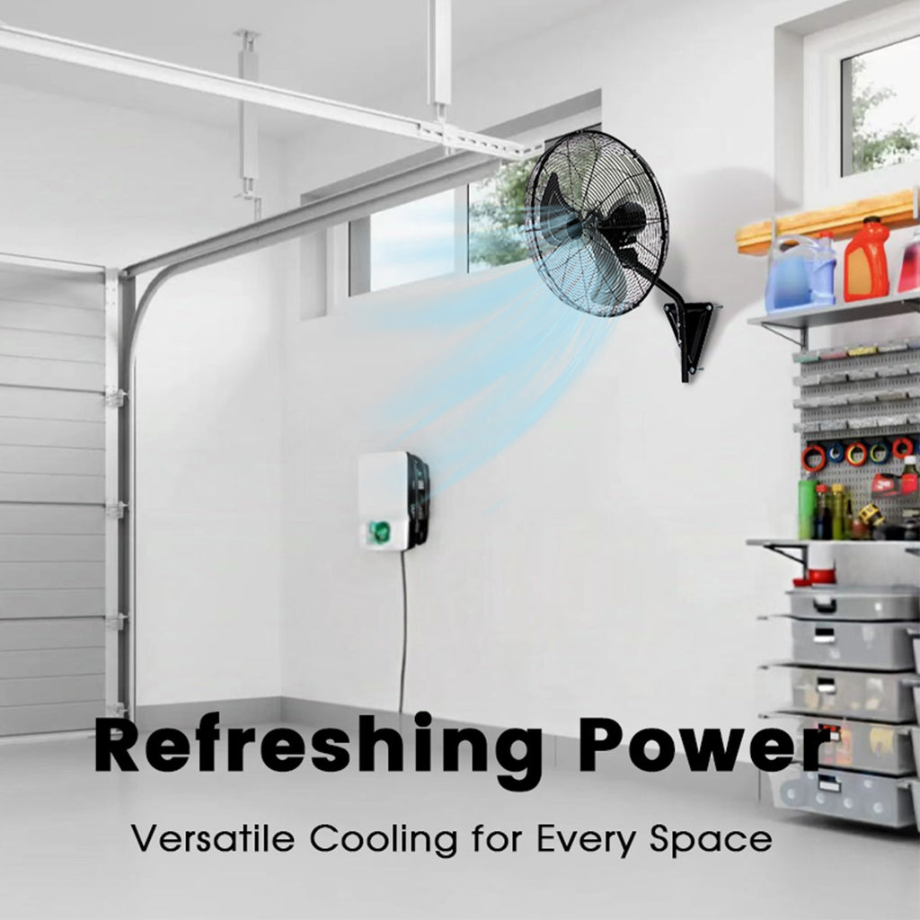 20in Wall Mount Fan, 3-Speed Industrial Wall Fan up to 7000CFM, 120°Oscillating High Airflow Cooling Fan for Garage,Home,Warehouse, Indoor/Outdoor Use, Black