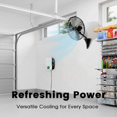 20in Wall Mount Fan, 3-Speed Industrial Wall Fan up to 7000CFM, 120°Oscillating High Airflow Cooling Fan for Garage,Home,Warehouse, Indoor/Outdoor Use, Black
