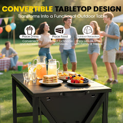 VAJIAZA 53.5 in. Expandable Fire Pit for Outside, 3-in-1 Wood Burning Fire Pit, Steel Fire Pit Tables with BBQ Net, Poker, Grill Brush