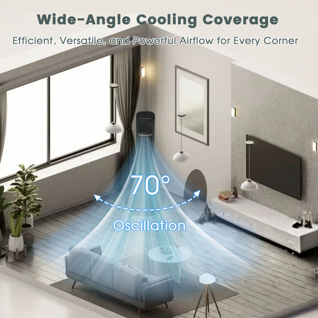 40" Evaporative Air Cooler with Remote, Portable Air Conditioner with 3 Modes, Quiet Swamp Coolers 70° Oscillation Equipped Aroma Box, Black