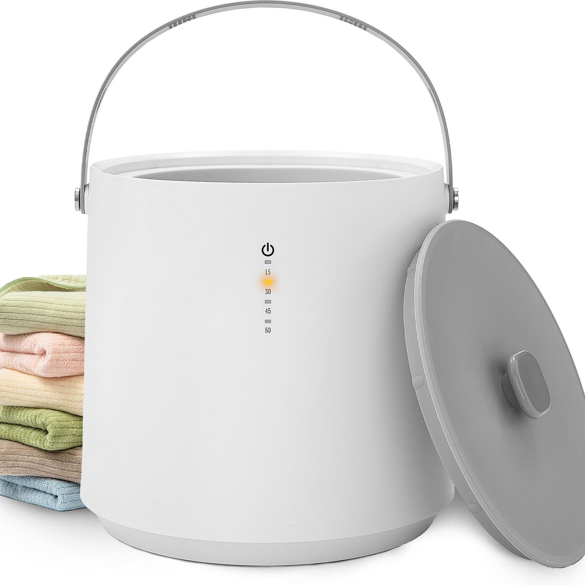 TMWINGS Portable Heated Towel Bucket - Bathroom Accessory with 4-Timer Heat Set, Auto Shut Off, Fits PJs & Blankets, Warm Blankets Too, Family Towel Bucket for Bathroom Use