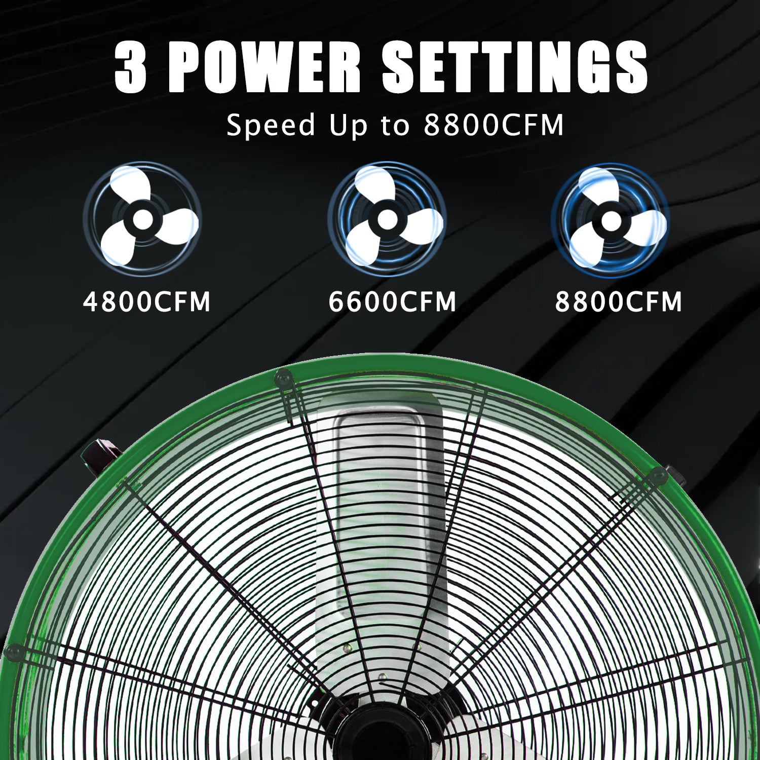 Industrial Fan 24" up to 8800 CFM, High Velocity Fan with 3 Speeds, Heavy Duty Blower Equipped Waterproof Cover, 360° Adjustment, Green
