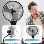 20” Wall Mount Fan 7000 CFM High Velocity Industrial Heavy Duty Fan with 3-Speed Oscillating Commercial Use for Warehouse, Garage, Factory, Black