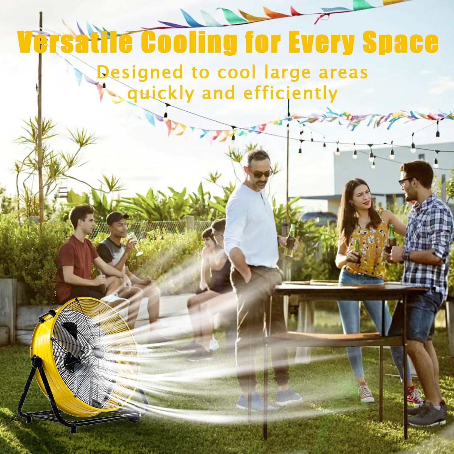 Industrial Fans 24" up to 8800 CFM, High Velocity Fan with 3 Speeds, Heavy Duty Blower Fan Equipped 360° Tilt Air Circulator Recommended Use in Warehouse, Garage, Yard, Yellow