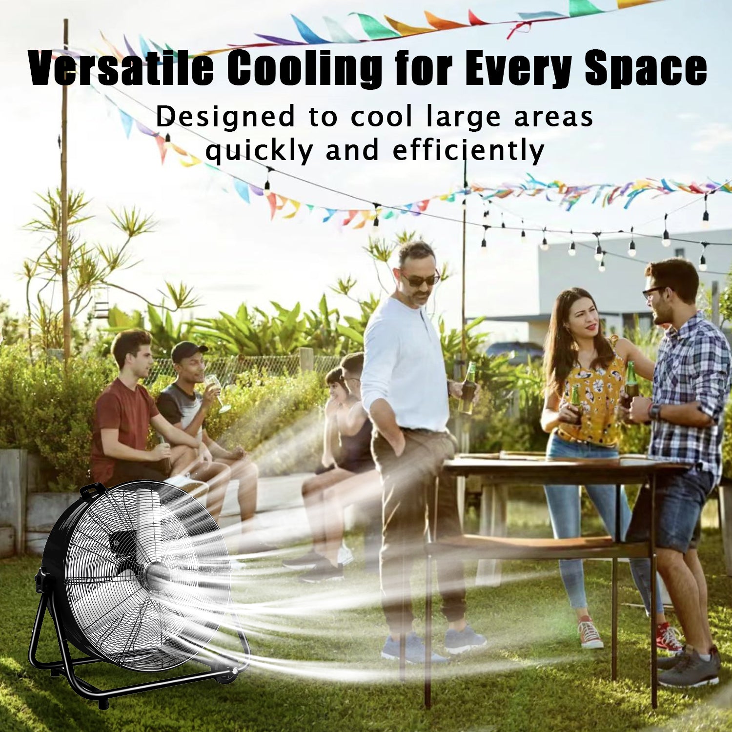 Industrial Fans 24" up to 8800 CFM, High Velocity Fan with 3 Speeds, Heavy Duty Blower Fan Equipped 360° Tilt Air Circulator Recommended Use in Warehouse, Garage, Yard, Black