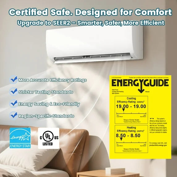 Mini Split Air Conditioner Heat Pump,19 SEER2 115V Split ac unit with Remote AC Cool Up to 650 Sq. Ft,Variable Frequency Cooling and Heating，R32 Refrigerant & Installation Kit, White