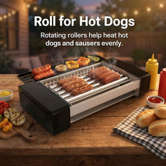 TMWINGS Electric 2-in-1 Indoor Electric Grill, Hot Dog Roller Grill, Smokeless BBQ Gril, Sausages, Brats, Kebabs, Skewers & Breakfast Links, Portable Countertop Barbecue Cooker for Home Kitchen, Family Parties & Game Day tiktokshops