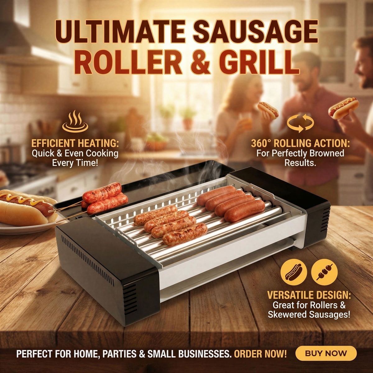 TMWINGS Electric 2-in-1 Indoor Electric Grill, Hot Dog Roller Grill, Smokeless BBQ Gril, Sausages, Brats, Kebabs, Skewers & Breakfast Links, Portable Countertop Barbecue Cooker for Home Kitchen, Family Parties & Game Day tiktokshops