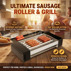 TMWINGS Electric 2-in-1 Indoor Electric Grill, Hot Dog Roller Grill, Smokeless BBQ Gril, Sausages, Brats, Kebabs, Skewers & Breakfast Links, Portable Countertop Barbecue Cooker for Home Kitchen, Family Parties & Game Day tiktokshops