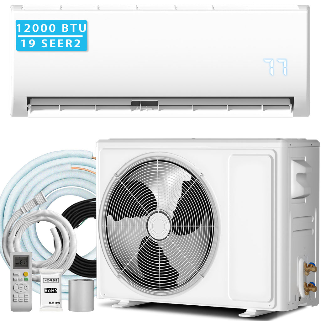 12000 BTU Mini Split Air Conditioner & Heater, 19 SEER2 230V Energy Efficient Ductless Wall-Mounted AC Unit Covers Up to 850 Sq.Ft, Remote Control