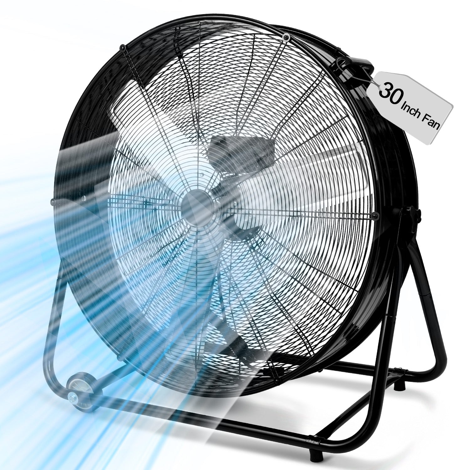 30" Industrial Fans for 14000 CFM, High Velocity Fan with 3 Speeds, Heavy Duty Blower Fan Equipped 360° Tilt Air Circulator Used in Warehouse, Garage, Yard
