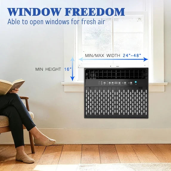 Window Air Conditioner 10000 BTU ,U-Shaped Saddle Portable AC Adjustable Windows Kit Washable Filter,Includes Remote Programmable Timer