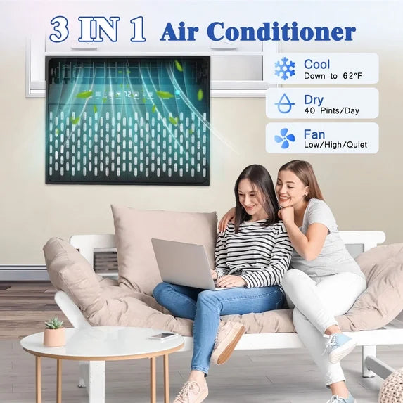 Window Air Conditioner 10000 BTU ,U-Shaped Saddle Portable AC Adjustable Windows Kit Washable Filter,Includes Remote Programmable Timer