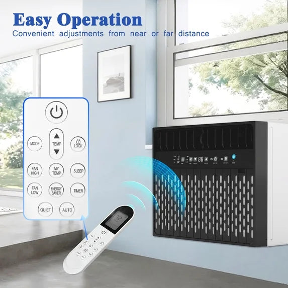 Window Air Conditioner 10000 BTU ,U-Shaped Saddle Portable AC Adjustable Windows Kit Washable Filter,Includes Remote Programmable Timer