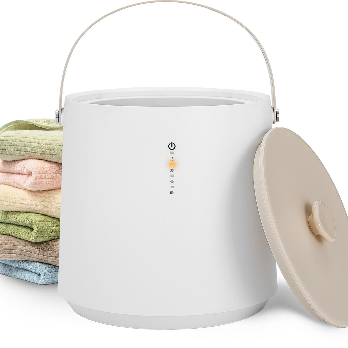 TMWINGS Portable Heated Towel Bucket - Bathroom Accessory with 4-Timer Heat Set, Auto Shut Off, Fits PJs & Blankets, Warm Blankets Too, Family Towel Bucket for Bathroom Use