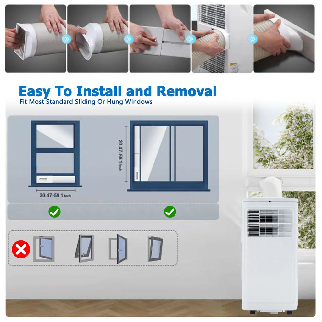Portable Air Conditioner 10000BTU(115V) with Cooling,Dehumidifier,Sleep & Fan Mode 4-In-1 Remote Control Window Kit Included For Rooms Up To 450 Sq Ft