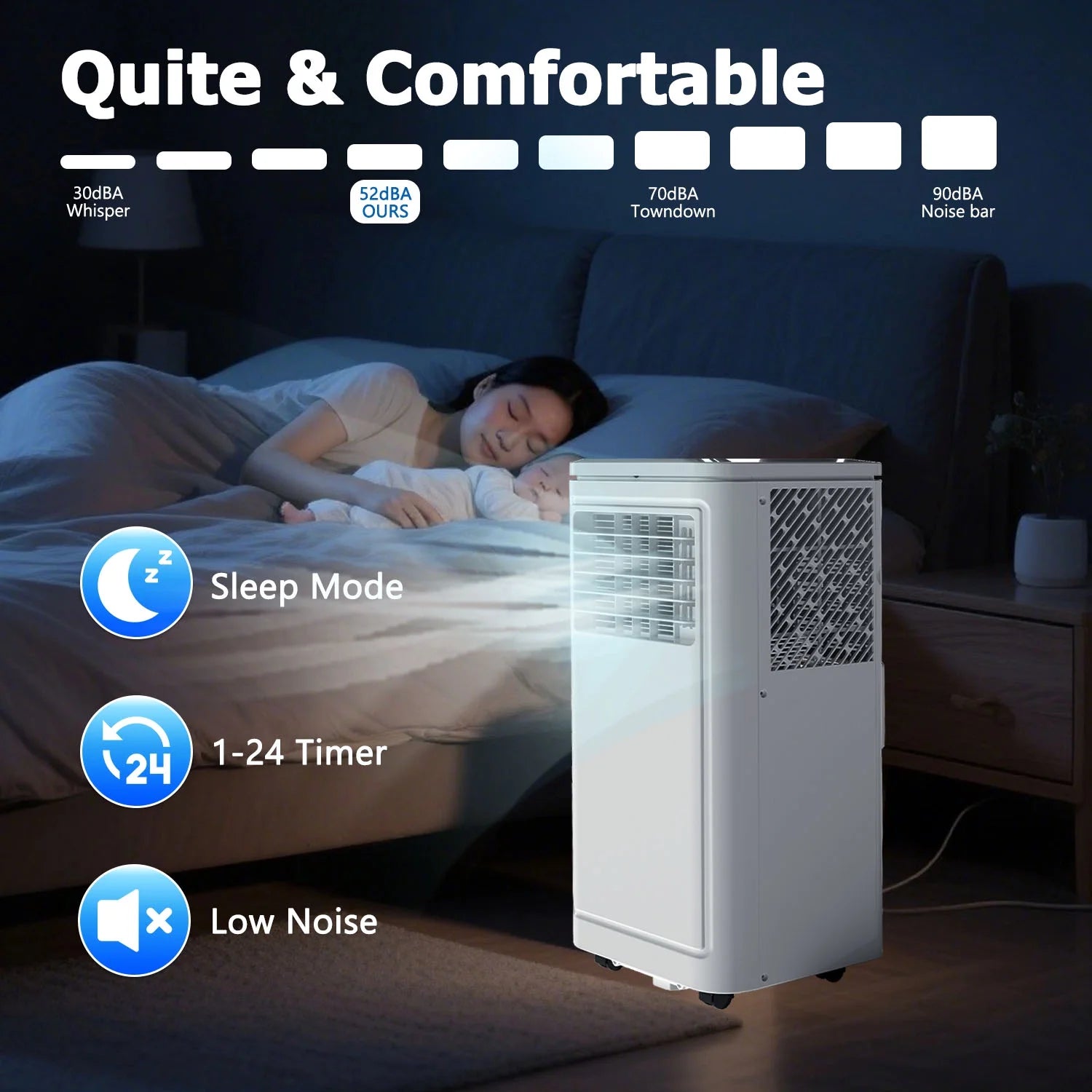 Portable Air Conditioner 10000BTU(115V) with Cooling,Dehumidifier,Sleep & Fan Mode 4-In-1 Remote Control Window Kit Included For Rooms Up To 450 Sq Ft