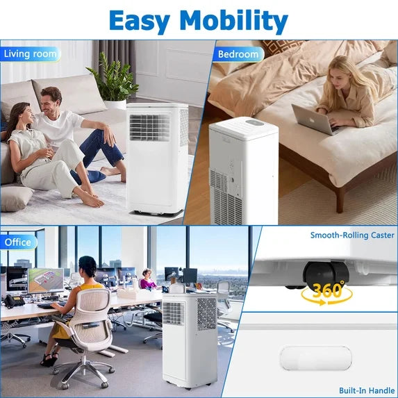Portable Air Conditioner 10000BTU(115V) with Cooling,Dehumidifier,Sleep & Fan Mode 4-In-1 Remote Control Window Kit Included For Rooms Up To 450 Sq Ft