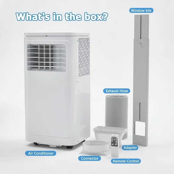 Portable Air Conditioner 10000BTU(115V) with Cooling,Dehumidifier,Sleep & Fan Mode 4-In-1 Remote Control Window Kit Included For Rooms Up To 450 Sq Ft