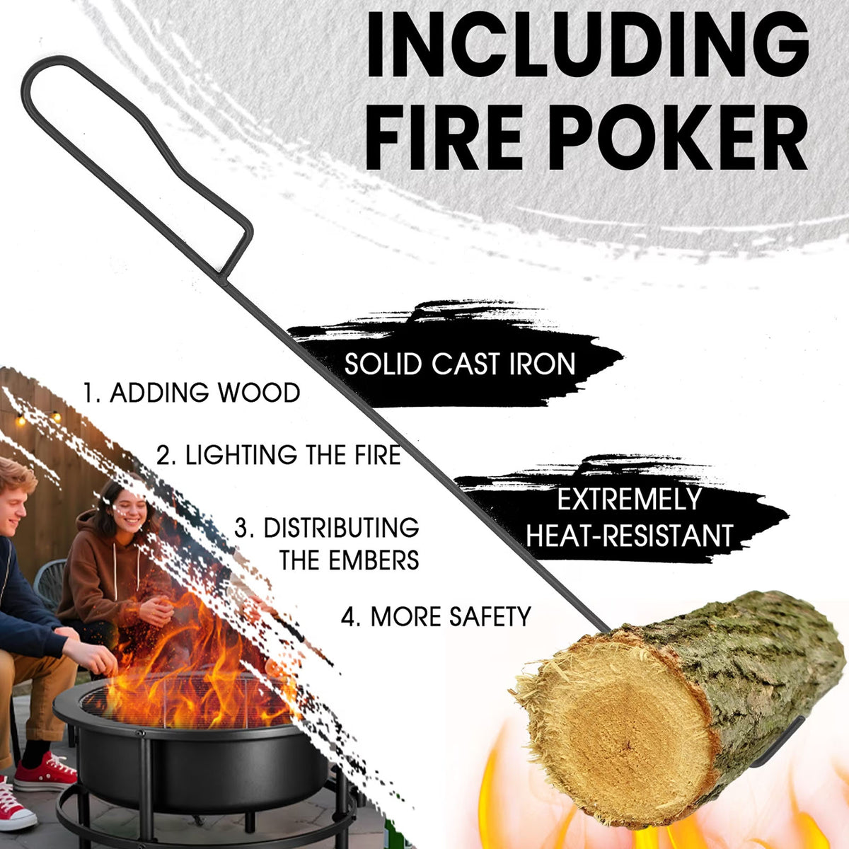 VAJIAZA 52" Fire Pits for Outside, Foldable Fire Pits with 26" Fire Stove and Table, Cold-Rolled Steel Fire Pit Tables with BBQ Net, Poker, Grill Brush and Protective Cover