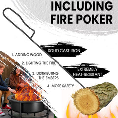VAJIAZA 52" Fire Pits for Outside, Foldable Fire Pits with 26" Fire Stove and Table, Cold-Rolled Steel Fire Pit Tables with BBQ Net, Poker, Grill Brush and Protective Cover